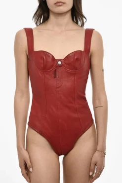 Discount Body in Pelle con Bottone Logato Donna T-Shirts E Tops