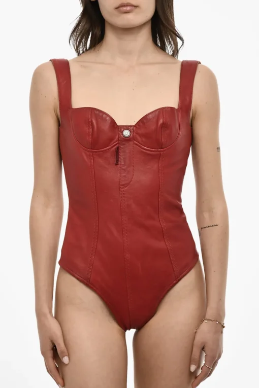 Discount Body in Pelle con Bottone Logato Donna T-Shirts E Tops