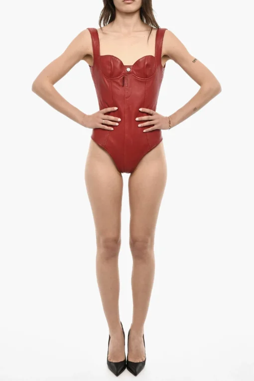 Discount Body in Pelle con Bottone Logato Donna T-Shirts E Tops