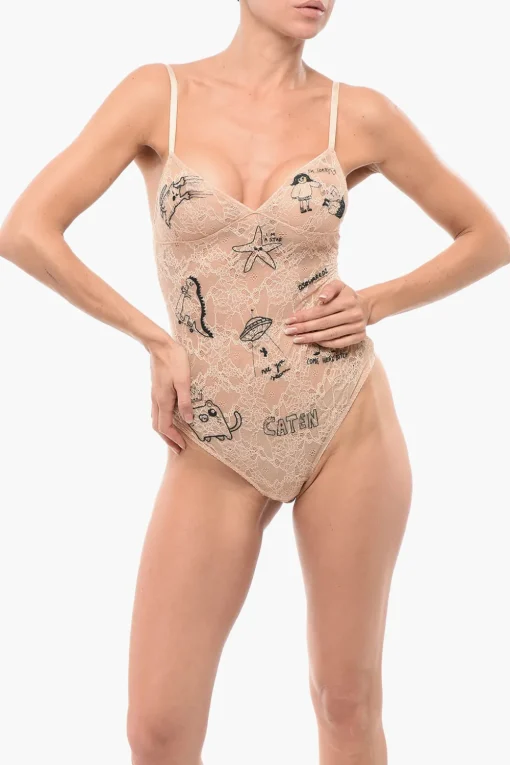 Discount Body in Pizzo con Ricami All-Over Donna Intimo
