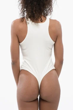 Fashion Body NORMA in Tinta Unita a Costine con Scollo Racer Donna T-Shirts E Tops