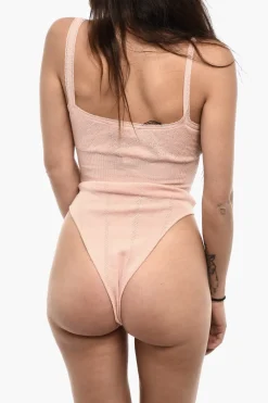 Body Traforato in Lana con Scollo a V E Dettagli a Coste>Dsquared2 Clearance