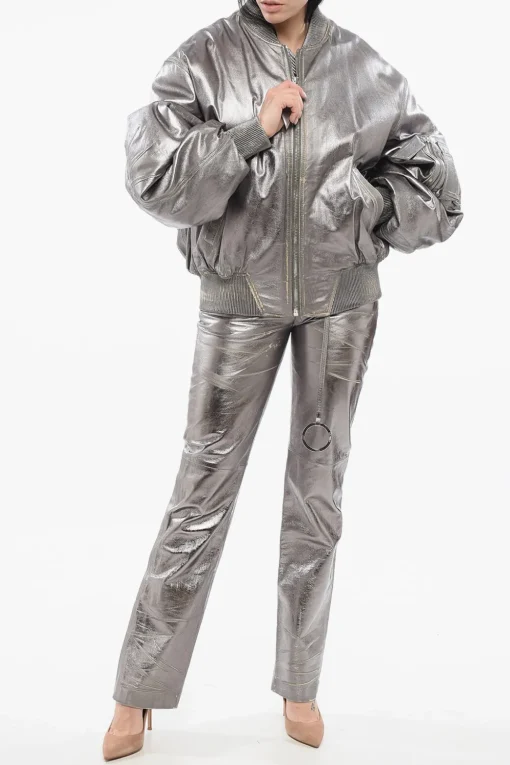 Bomber ANJA in Pelle a Specchio con Effetto Vintage>The Attico Online