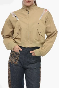 Fashion Bomber Bare Back in Cotone con Dettagli Cut-out Donna Giubbotti