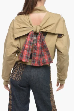Fashion Bomber Bare Back in Cotone con Dettagli Cut-out Donna Giubbotti