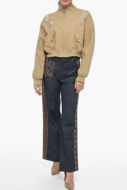 Fashion Bomber Bare Back in Cotone con Dettagli Cut-out Donna Giubbotti