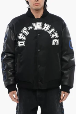 Sale Bomber BASEBALL LEA con Maniche in Pelle e Logo Patch Uomo Giubbotti