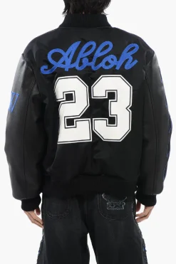 Sale Bomber BASEBALL LEA con Maniche in Pelle e Logo Patch Uomo Giubbotti