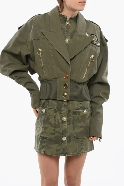 Discount Bomber Cropped Stile Militare Donna Giubbotti