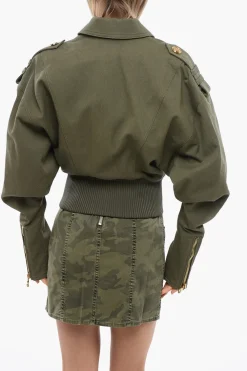 Discount Bomber Cropped Stile Militare Donna Giubbotti