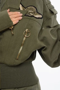 Discount Bomber Cropped Stile Militare Donna Giubbotti