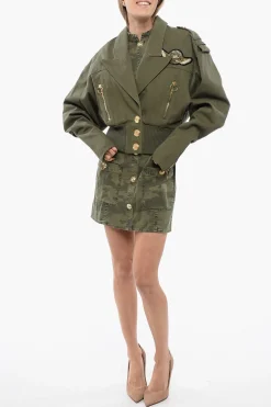 Discount Bomber Cropped Stile Militare Donna Giubbotti