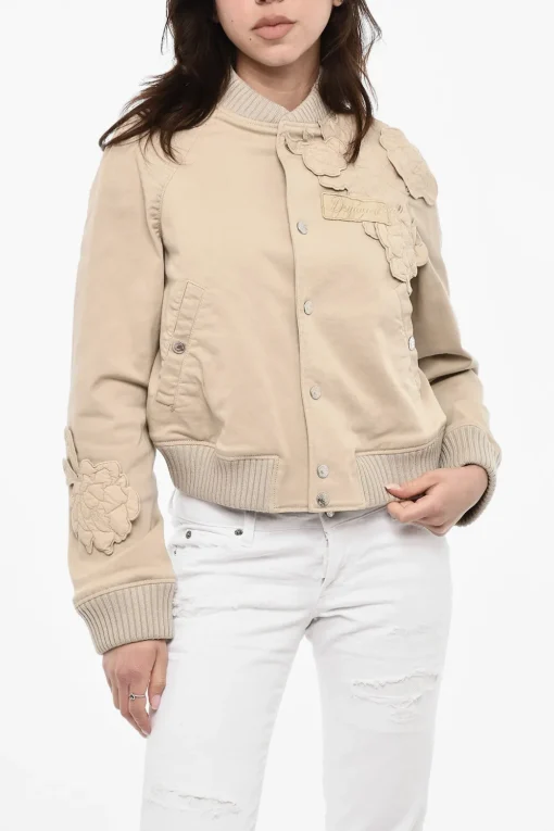 Online Bomber in Cotone con Applicazioni Floreali Donna Giubbotti