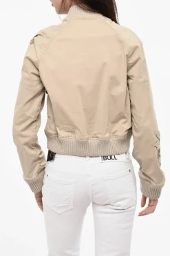 Online Bomber in Cotone con Applicazioni Floreali Donna Giubbotti