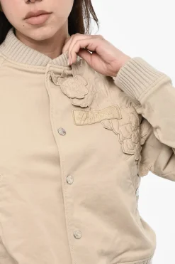 Online Bomber in Cotone con Applicazioni Floreali Donna Giubbotti
