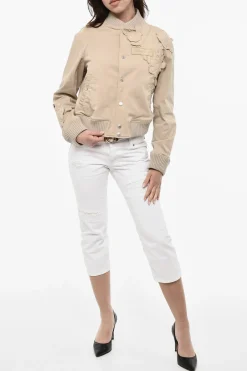 Online Bomber in Cotone con Applicazioni Floreali Donna Giubbotti