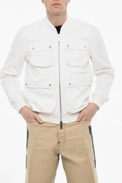 Bomber In Cotone Con Tasche Utility Effetto Distressed>Dsquared2 Sale