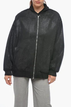 Bomber in Cotone Spalmato con Zip Frontale>Dont At Me Label Clearance