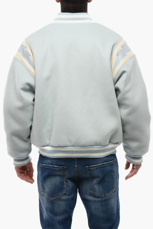 Bomber in Lana con Dettagli in Pelle e Bottoni Automatici>Rhude Discount