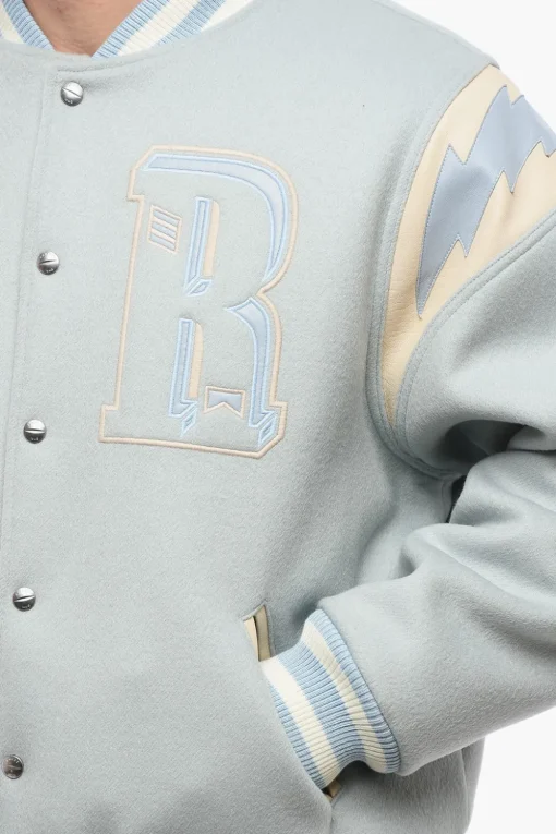 Bomber in Lana con Dettagli in Pelle e Bottoni Automatici>Rhude Discount