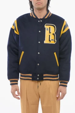 Bomber in Lana con Dettagli in Pelle Vegan e Bottoni Automatici>Rhude Discount