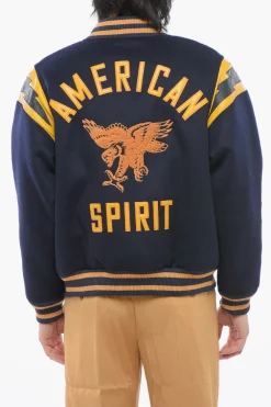 Bomber in Lana con Dettagli in Pelle Vegan e Bottoni Automatici>Rhude Discount