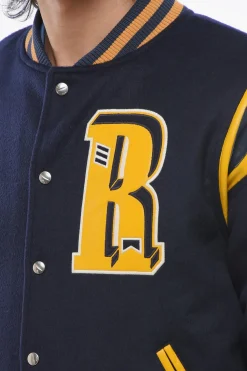 Bomber in Lana con Dettagli in Pelle Vegan e Bottoni Automatici></noscript>Rhude Discount