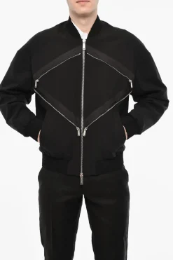 Fashion Bomber In Misto Lino Con Dettagli Zip Uomo Giubbotti