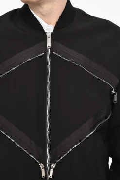 Fashion Bomber In Misto Lino Con Dettagli Zip Uomo Giubbotti