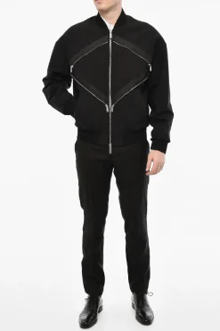 Fashion Bomber In Misto Lino Con Dettagli Zip Uomo Giubbotti