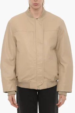 Online Bomber in Pelle con Abbottonatura Nascosta Donna Giubbotti