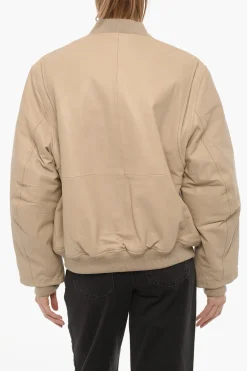 Online Bomber in Pelle con Abbottonatura Nascosta Donna Giubbotti