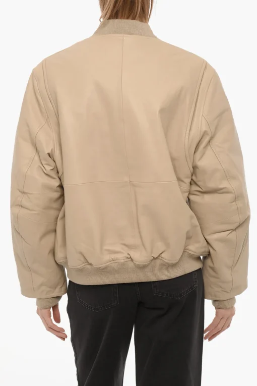 Online Bomber in Pelle con Abbottonatura Nascosta Donna Giubbotti