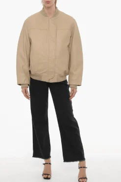 Online Bomber in Pelle con Abbottonatura Nascosta Donna Giubbotti