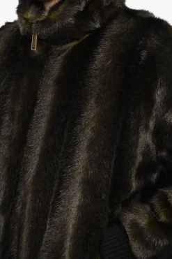 Discount Bomber In Pelliccia Vegana Con Logo In Ecopelle Uomo Giubbotti
