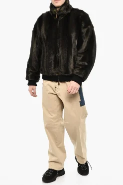 Discount Bomber In Pelliccia Vegana Con Logo In Ecopelle Uomo Giubbotti