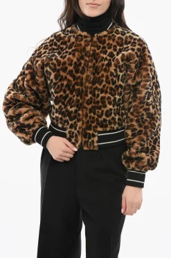 Clearance Bomber in Shearling con Motivo Animalier Donna Giubbotti