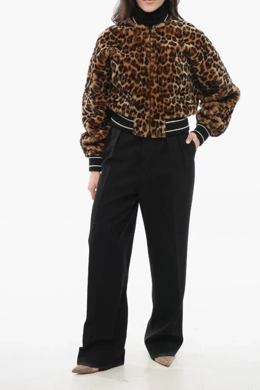 Clearance Bomber in Shearling con Motivo Animalier Donna Giubbotti