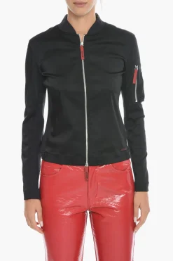 Clearance Bomber T-OPUNTIA in Raso con Dettagli a Contrasto e Tasca sulla Manica Donna Giubbotti