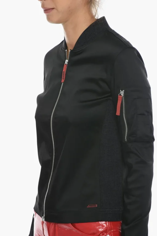 Clearance Bomber T-OPUNTIA in Raso con Dettagli a Contrasto e Tasca sulla Manica Donna Giubbotti