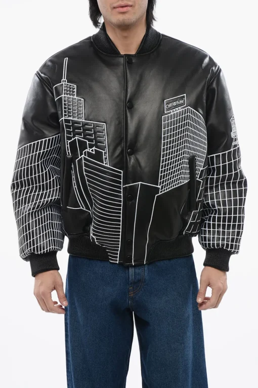 Bomber Varsitty SKYLINE In Pelle>Off-White Fashion