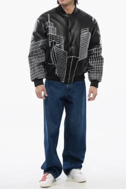 Bomber Varsitty SKYLINE In Pelle></noscript>Off-White Fashion