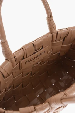 Outlet Borsa a Mano Lucida con Design Intrecciato Donna Borse A Mano
