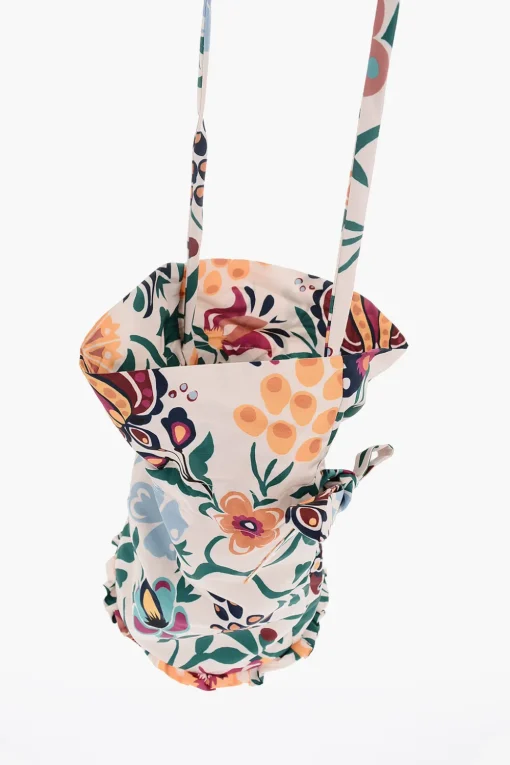 Best Borsa a Secchiello a Fantasia con Dettagli Volant Donna Borse A Spalla