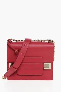Hot Borsa a Spalla in Pelle Bicolore con Dettagli Dorati Donna Borse A Spalla