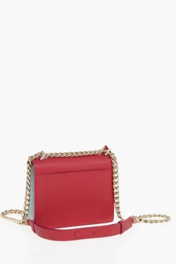 Hot Borsa a Spalla in Pelle Bicolore con Dettagli Dorati Donna Borse A Spalla