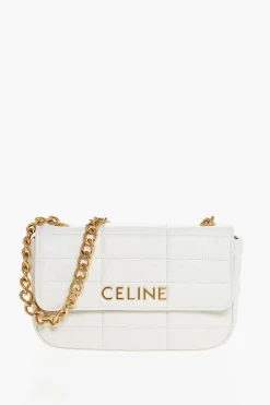 Borsa a Spalla in Pelle Trapuntata con Dettagli Dorati>Celine New
