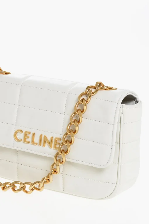 Borsa a Spalla in Pelle Trapuntata con Dettagli Dorati>Celine New