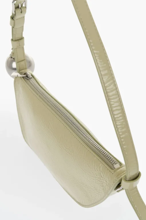 Borsa a Spalla SHIELD SLING in Pelle Lucida con Charm Argentato>Burberry Fashion