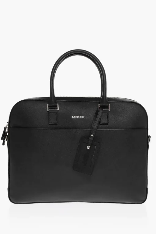 Borsa in Pelle Saffiano con Doppio Manico>Testoni Best